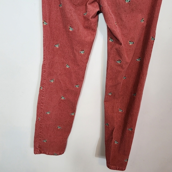 Talbots Stretch Corduroy Straight Leg Pants Mallard Duck Embroidered SZ 8 Petite - Picture 11 of 12